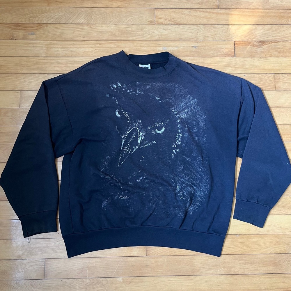 Vintage Harlequin Nature Graphics Eagle Sweatshirt John Fulleman Black XL Canada